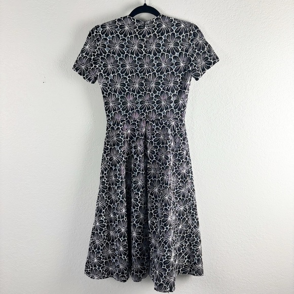 Mignon Doo Lace Short Sleeve A-Line Dress Size XS Black Blue Cocktail Party - Picture 3 of 8